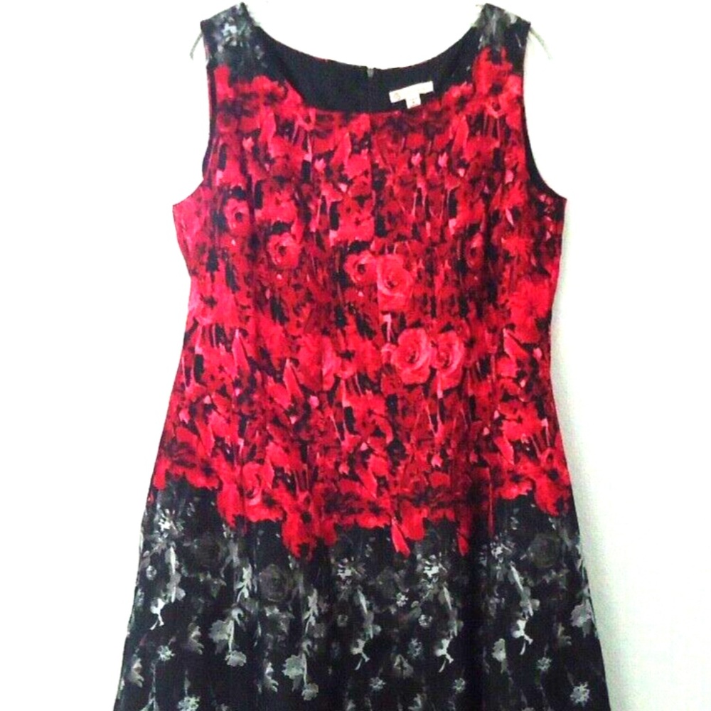 Established 1952 Womens Red Black Sleeveless Fit And Flare Lined Dress RN67473 S